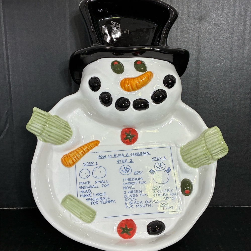 Figi Snowman Chip and Dip Plate vintage